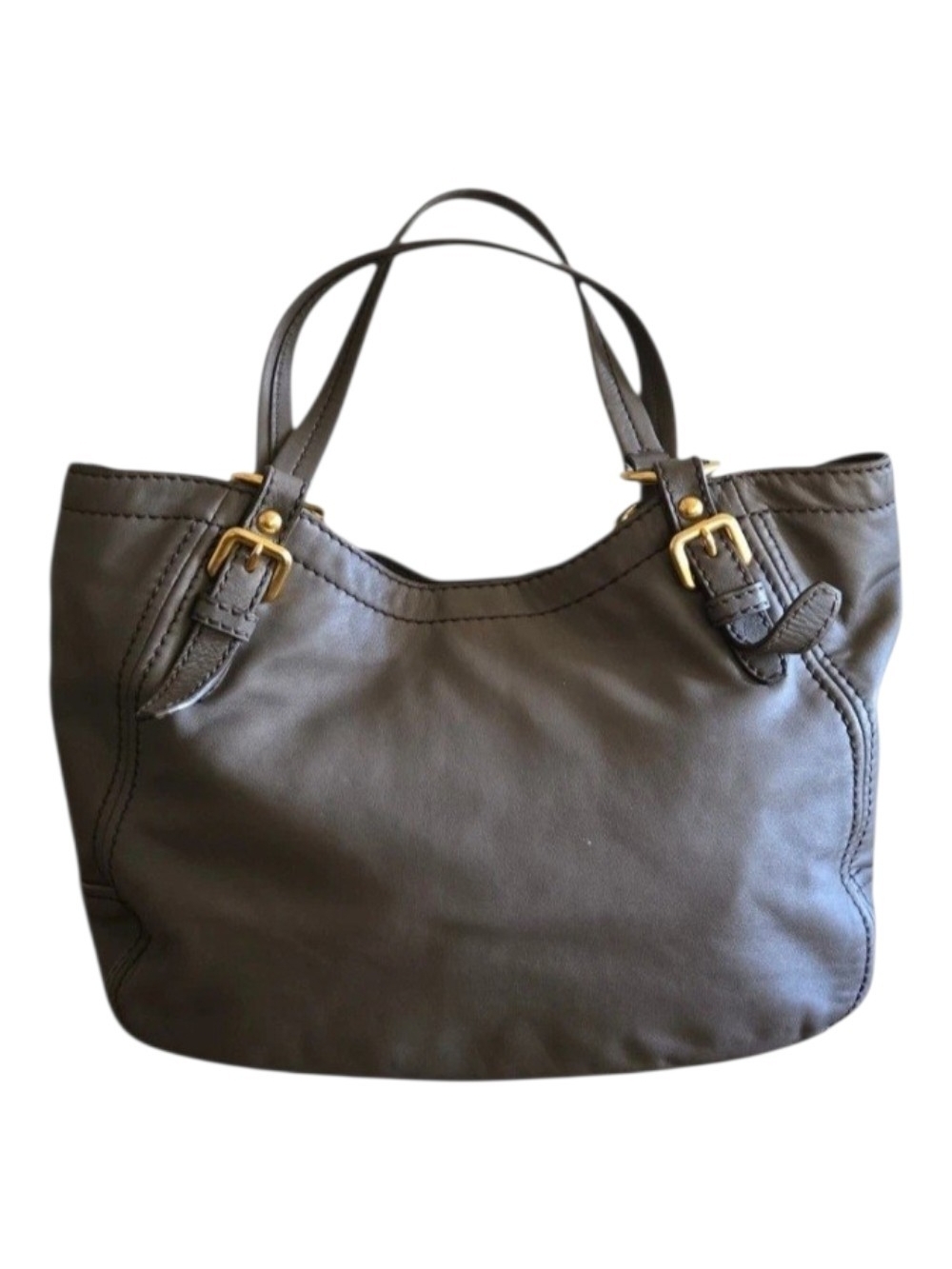 Prada Dark Brown Leather Shoulder Bag with Gold Hardware - Picture 2 of 9